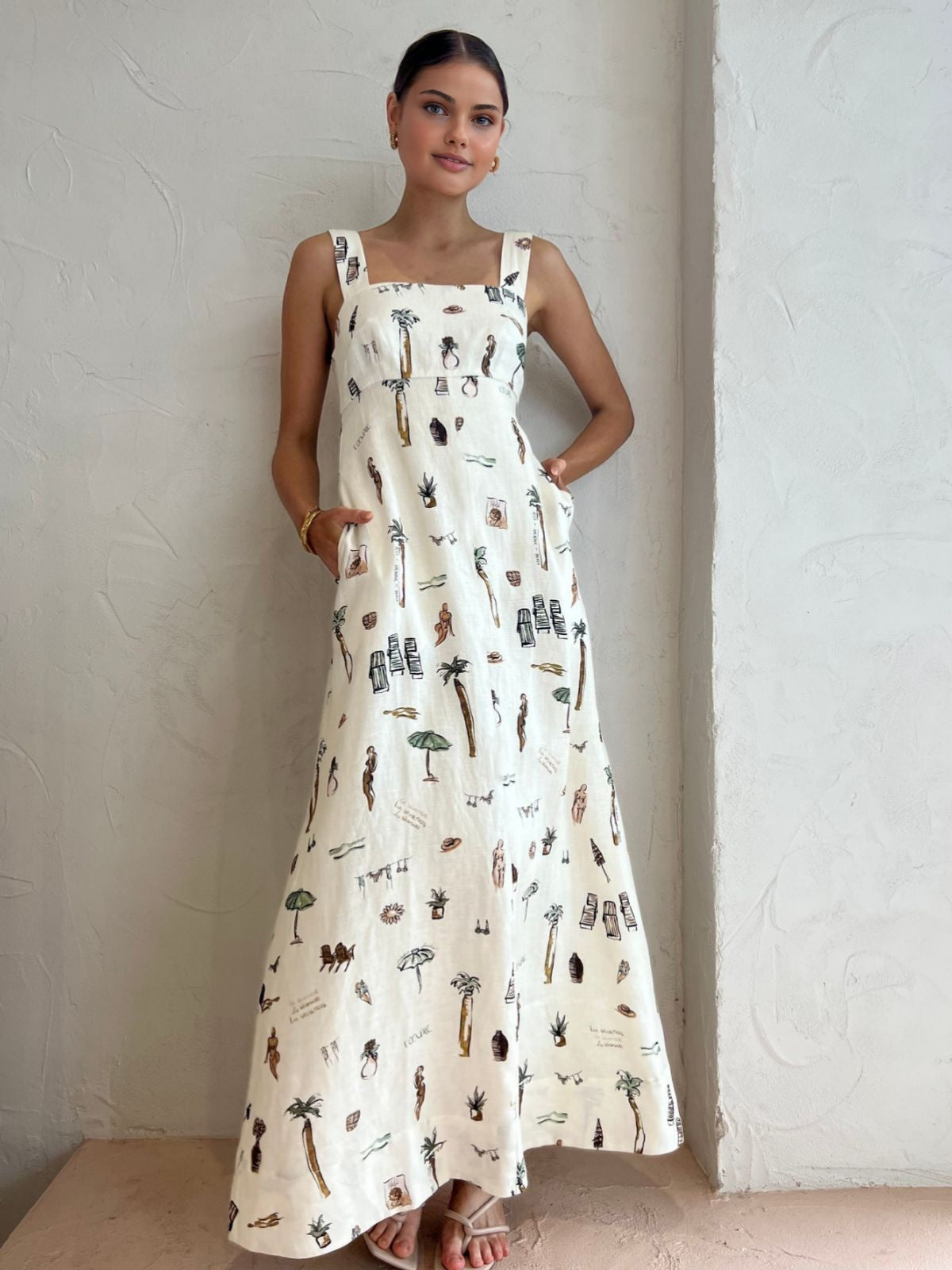 Coastal Print Long Maxi Dress