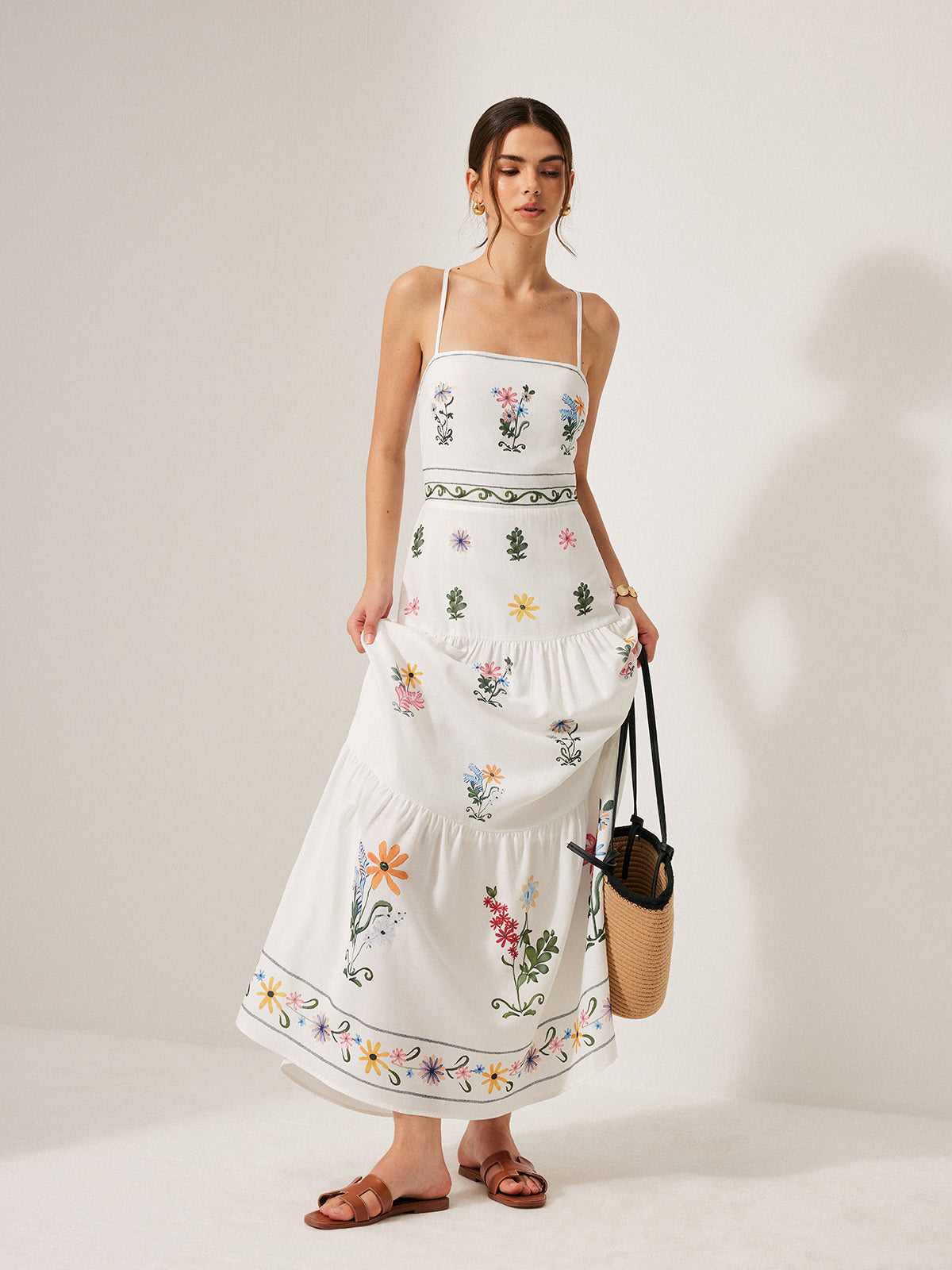 Boho Lace-Up Back Cami Dress