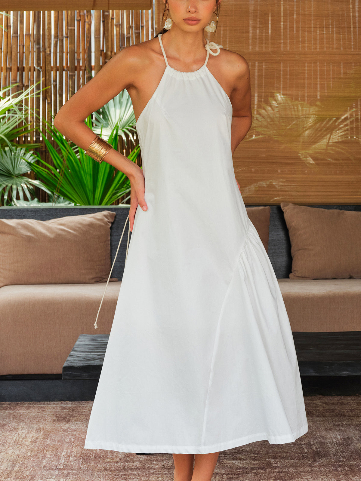 Macrame Back Halter Dress