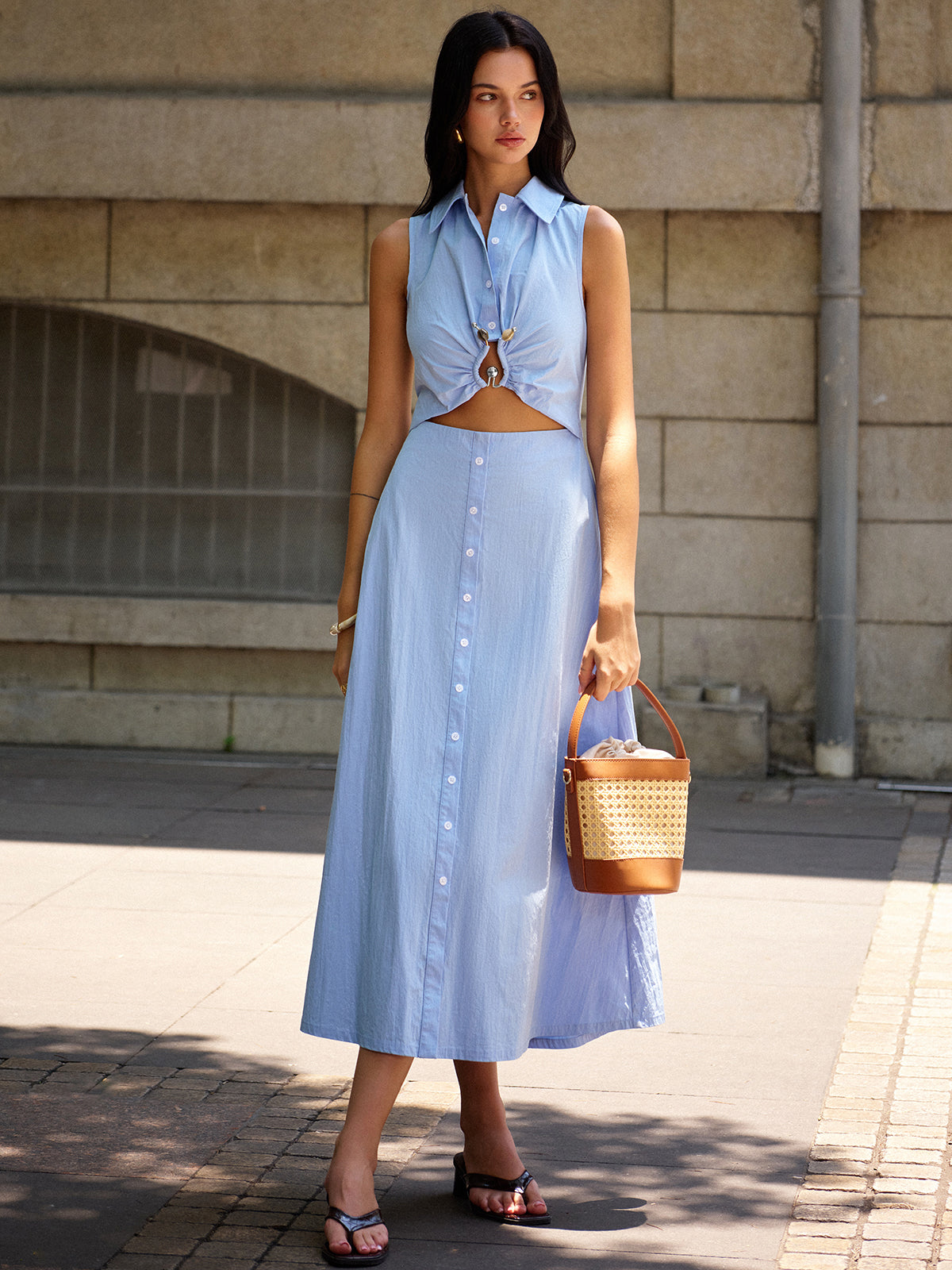 Metal Decor Cutout Dress