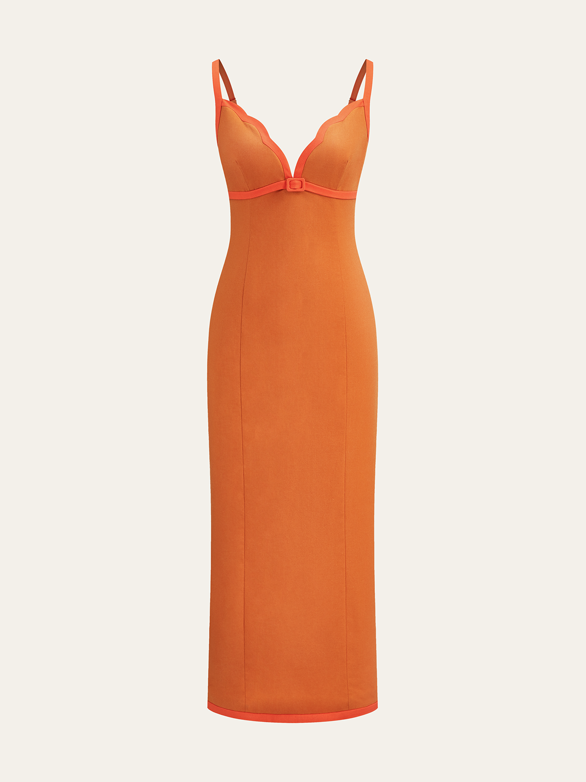 Linen & Cotton Contrast Trim Maxi Dress