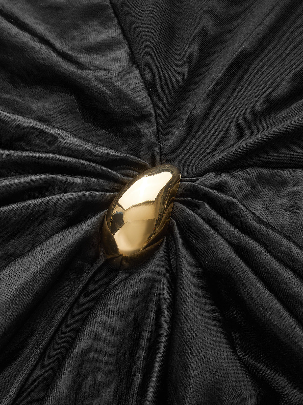 Short Sleeve Ruched Metal Buckle Dress