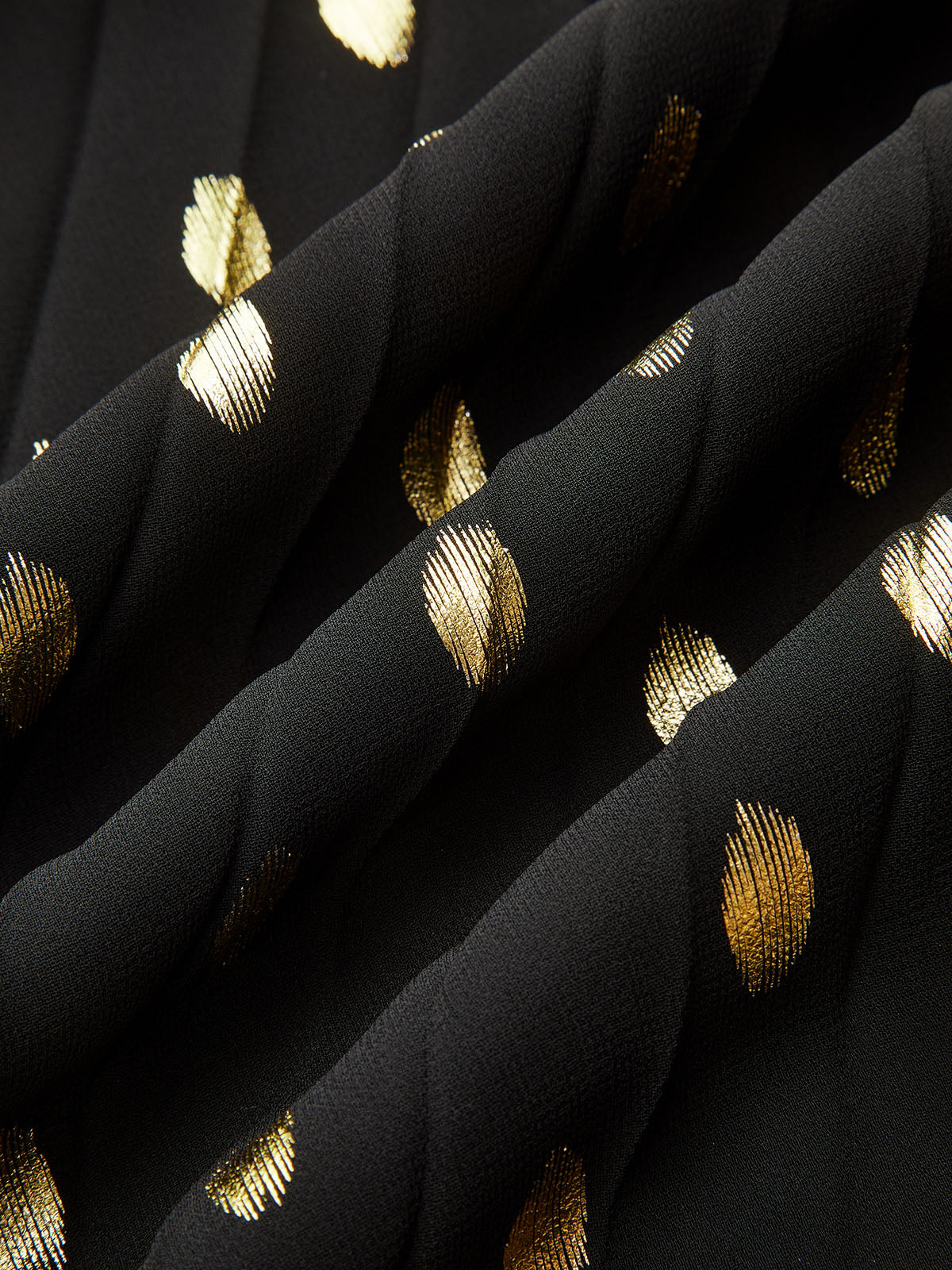 Long Sleeves Foil Spot Print A-Line Maxi Dress