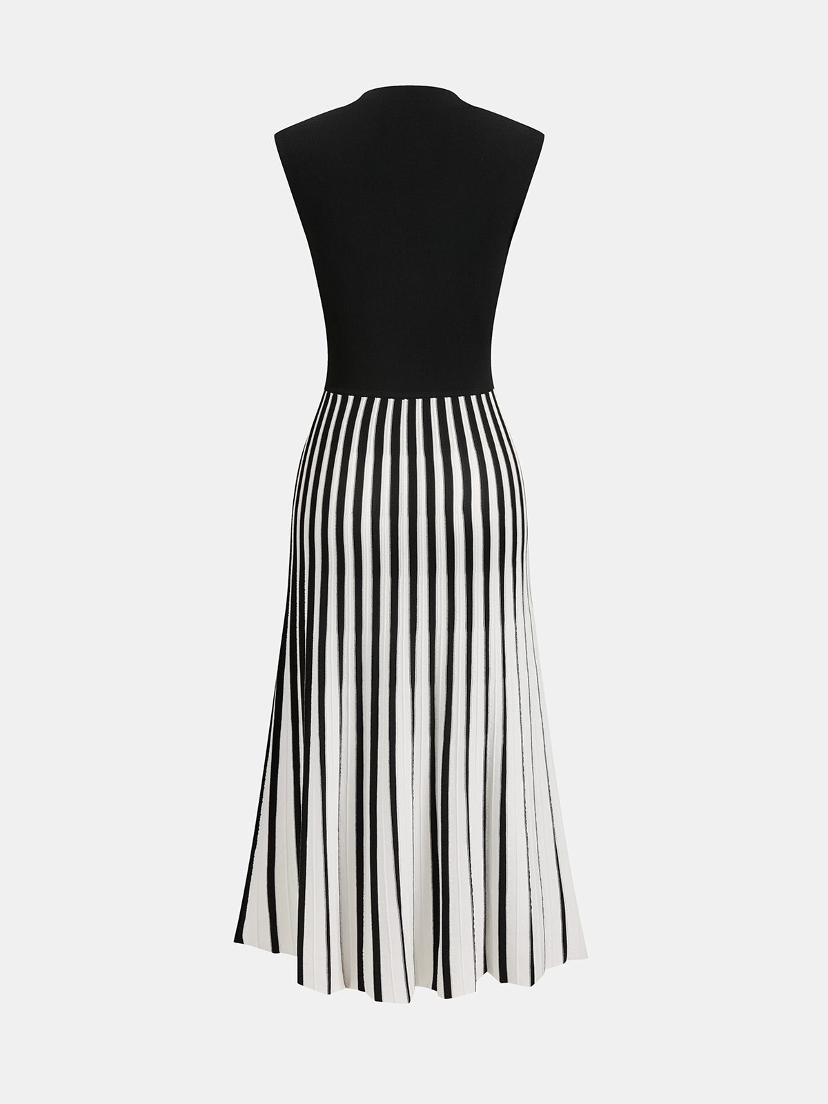 Sleeveless Mock Neck Striped Midi Dress
