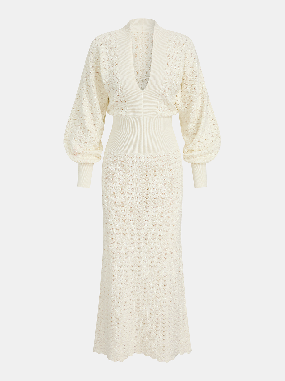 Bishop Sleeve Crochet Knit Maxi Dress