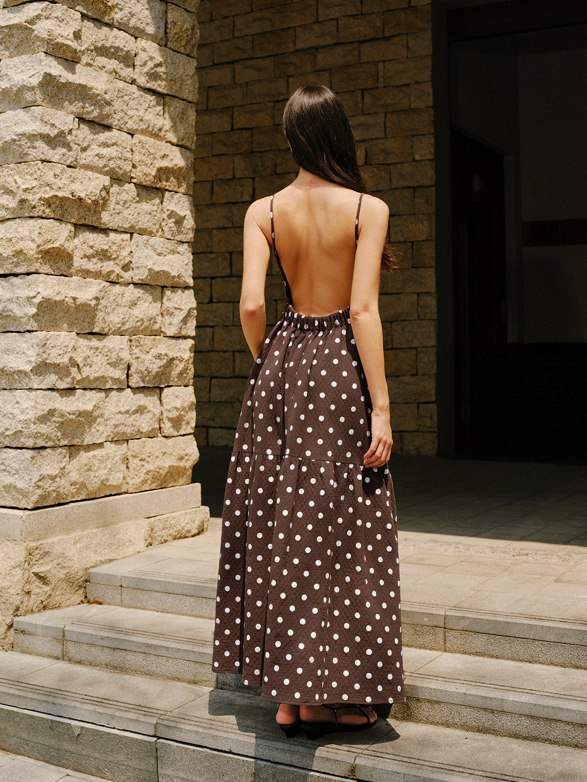 Polka Dot Backless Summer Maxi Dress