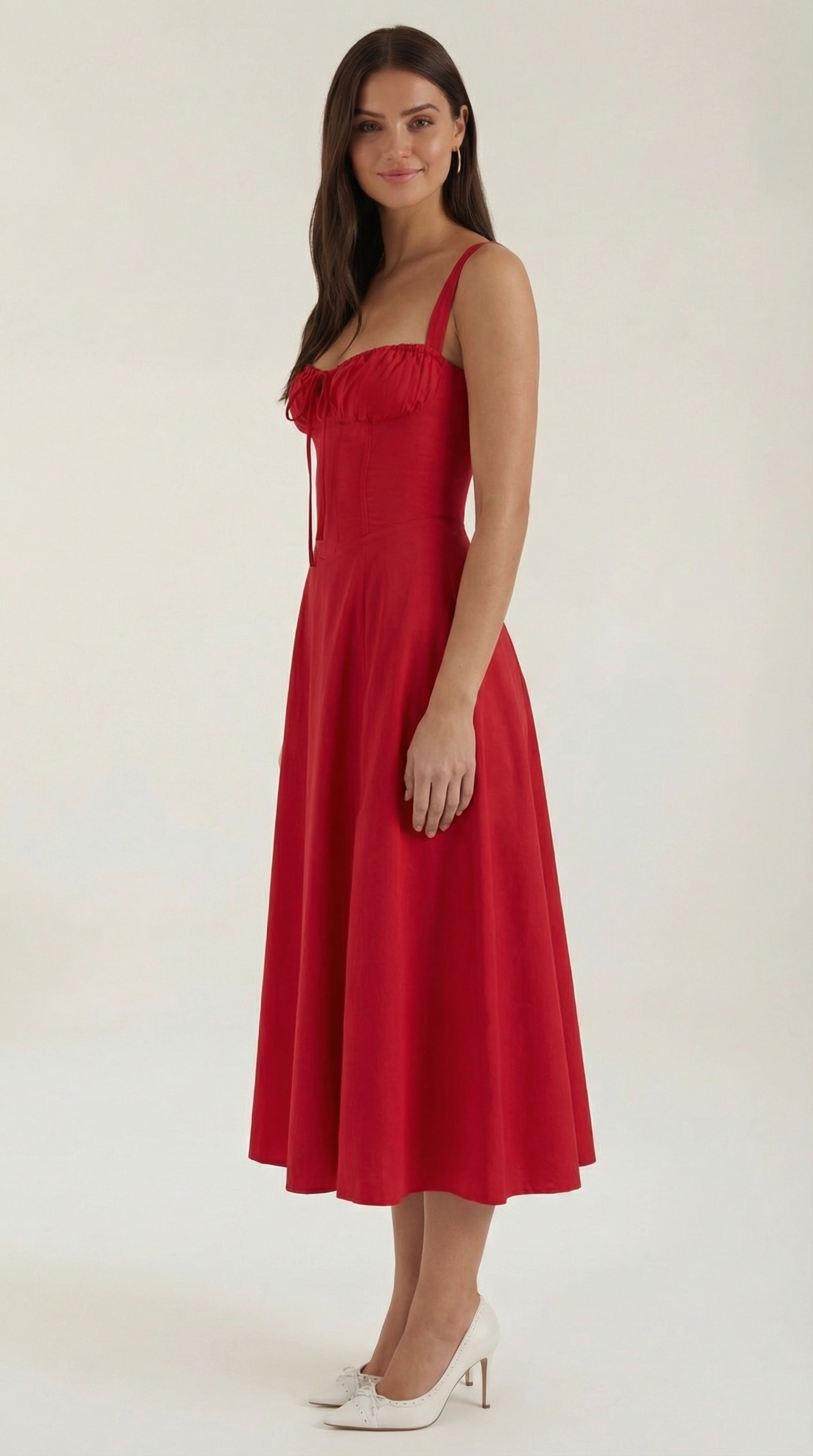 Jade Lace Up Midi Dress