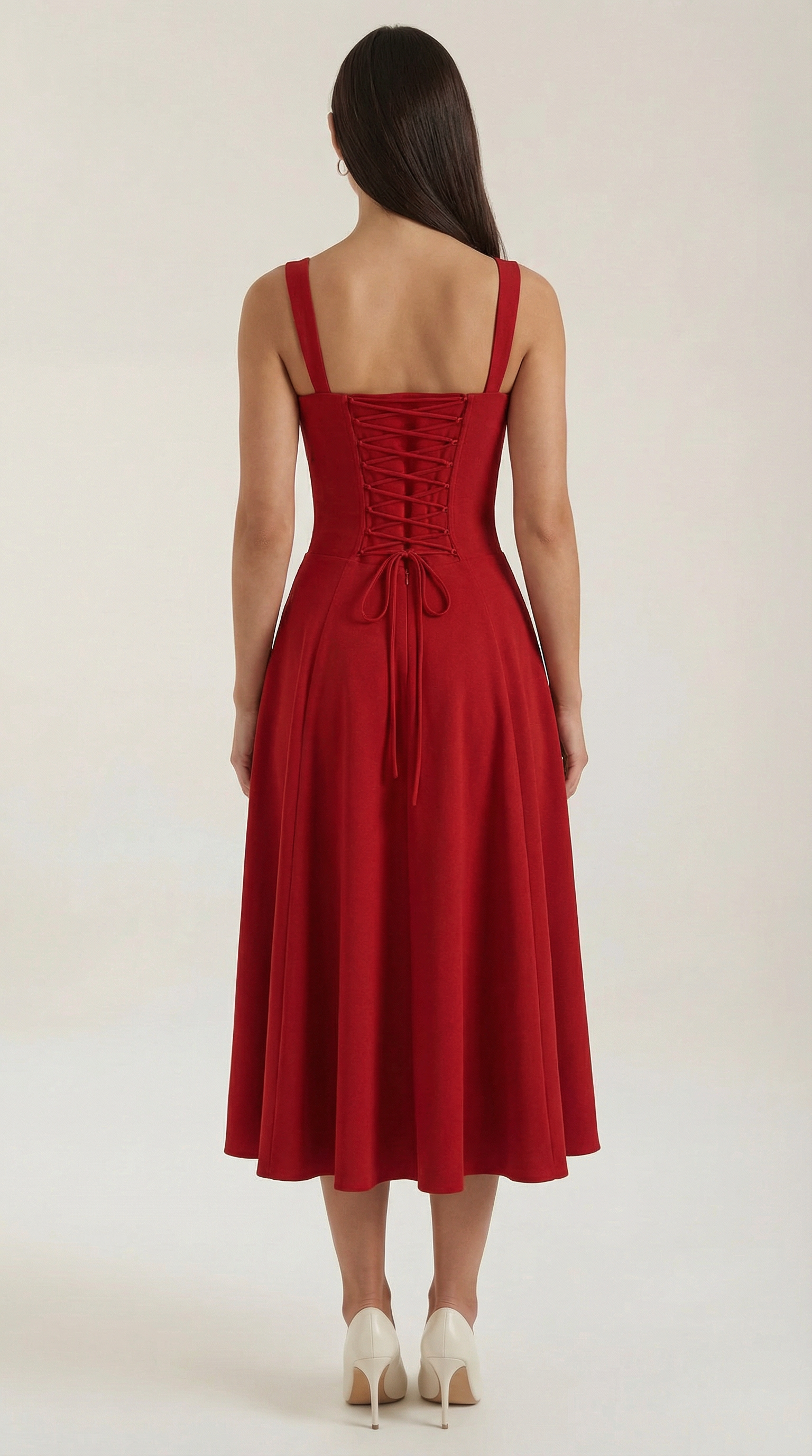 Jade Lace Up Midi Dress