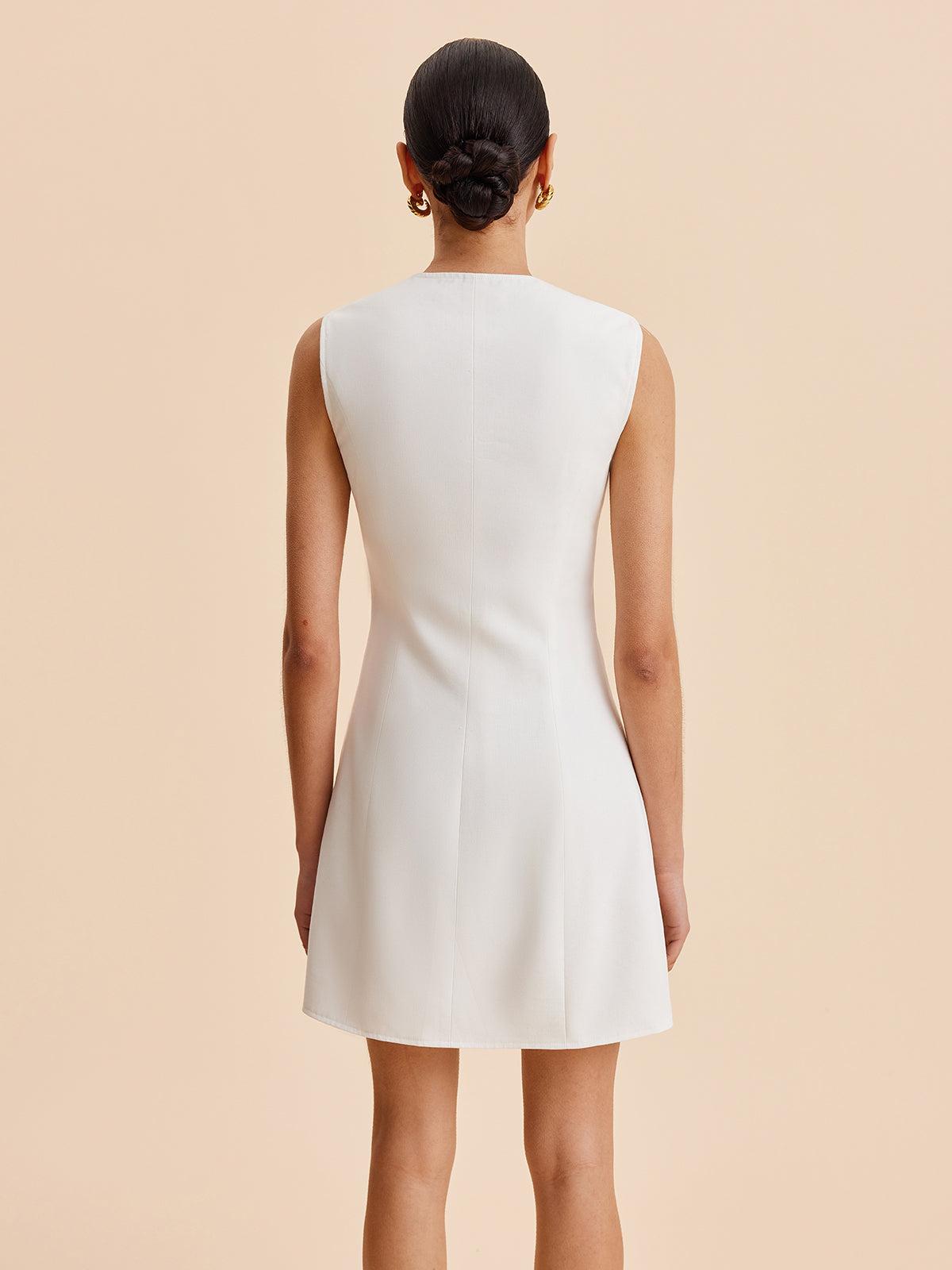 Asymmetrical Button-Up Sleeveless Dress