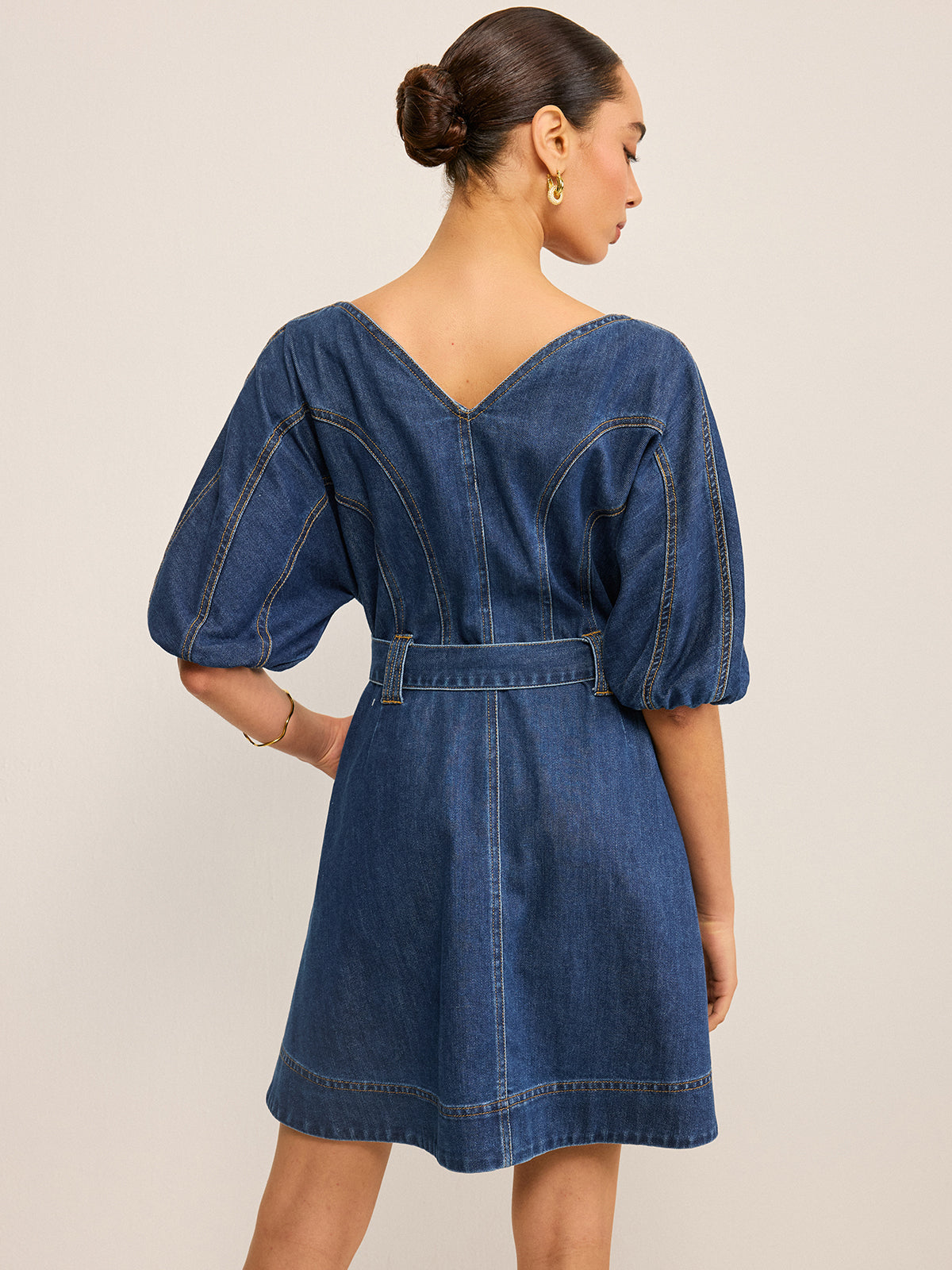 Pocketed Belted Denim Dress