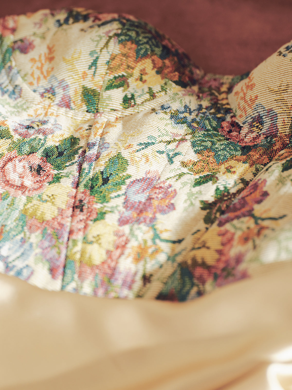 Satin Skirt Panel Floral Corset Maxi Dress