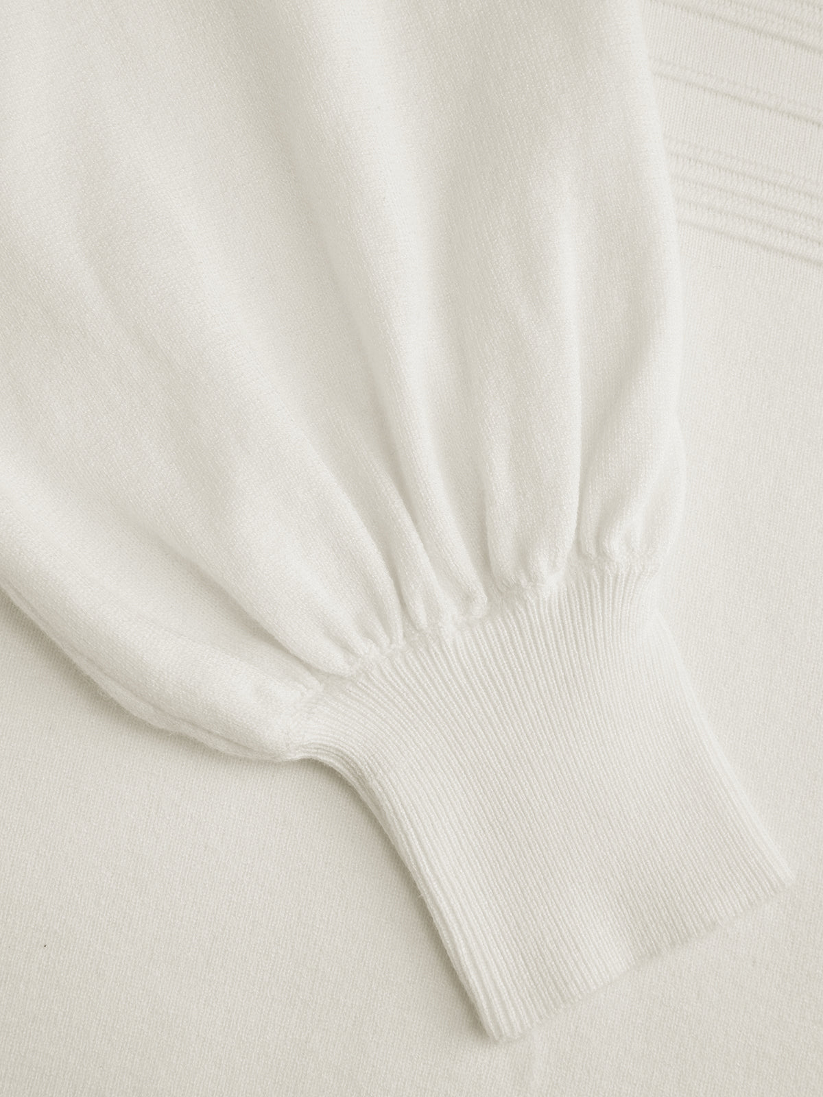 Waist-Defined Balloon-Sleeve Knit Midi Dress