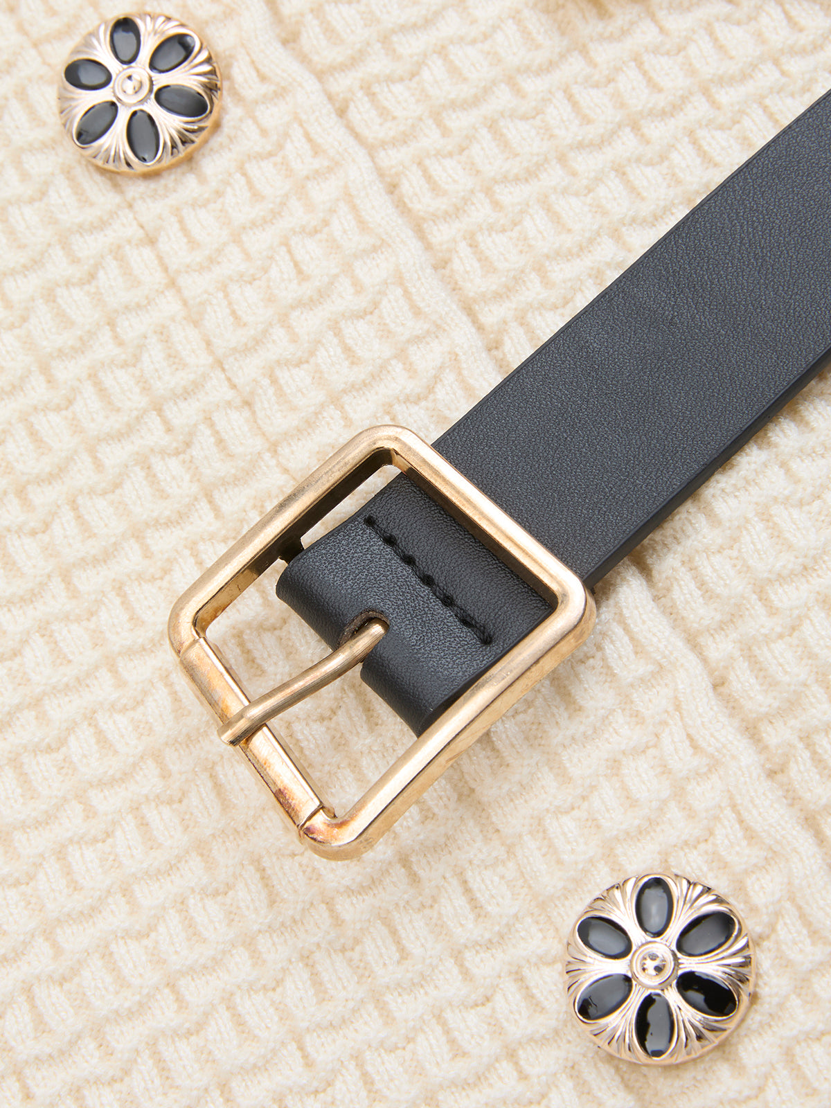 Contrast-Trim Button-Front Midi Dress with Belt