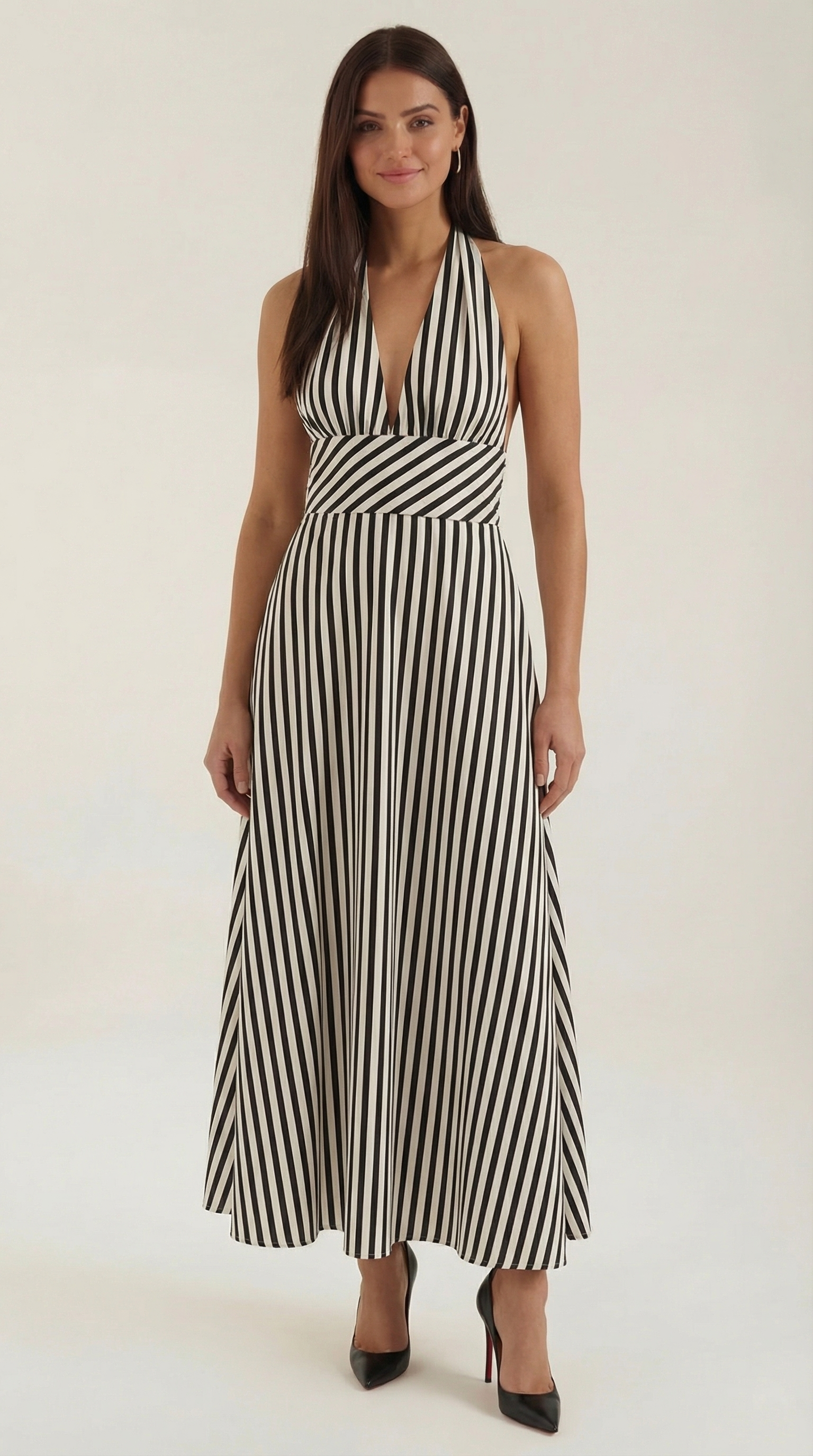Sandra Striped V-neck Maxi Dress