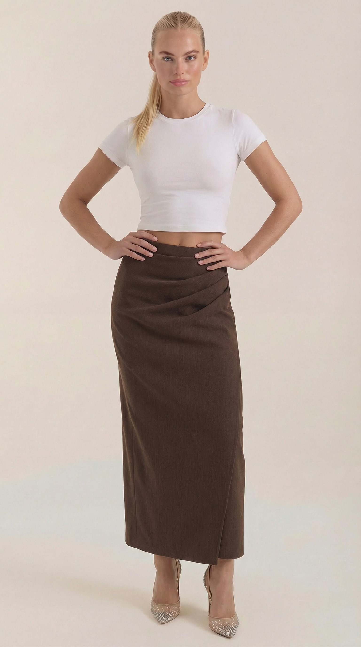 Elsie Ruched Midi Skirt
