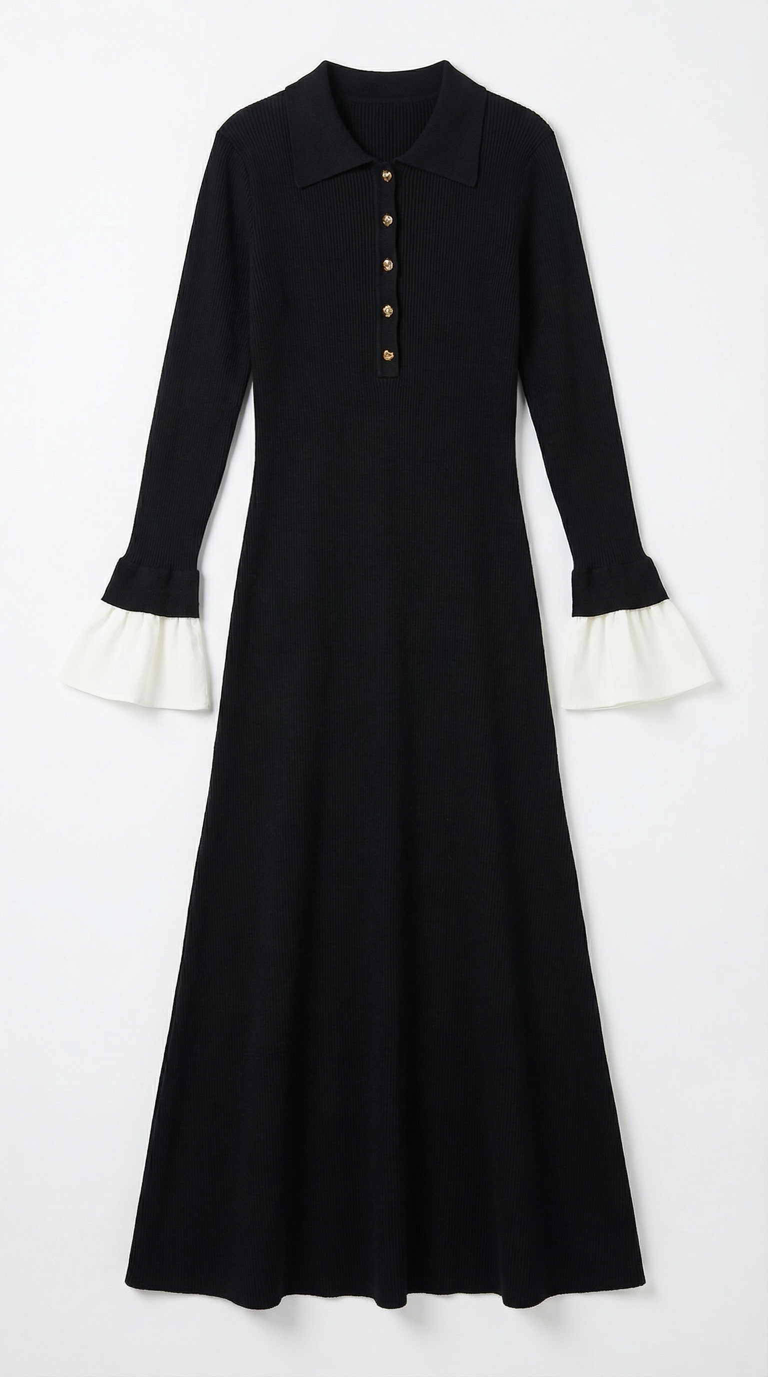 Charlotte Contrast Cuff Knit Maxi Dress