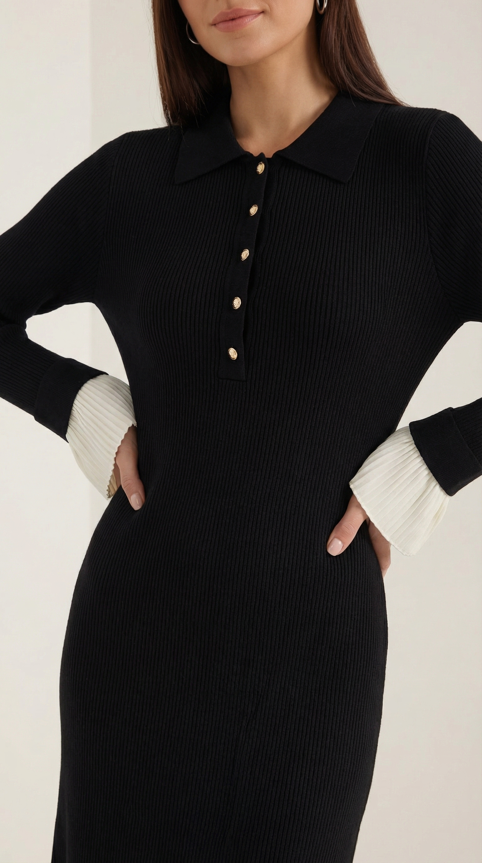 Charlotte Contrast Cuff Knit Maxi Dress