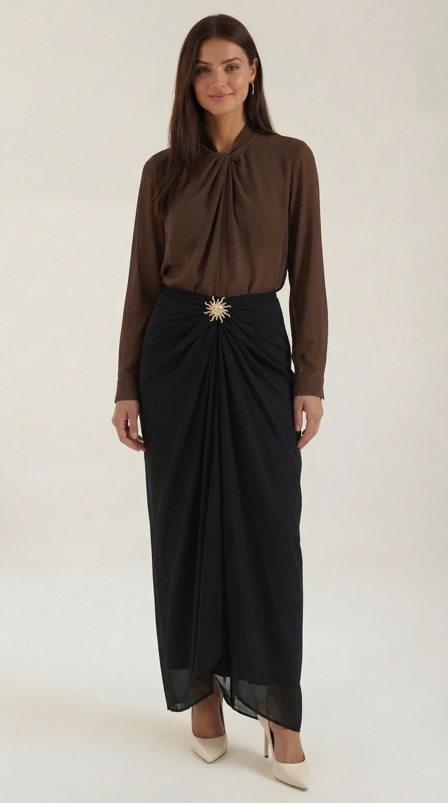 Cleo Ruched Midi Skirt